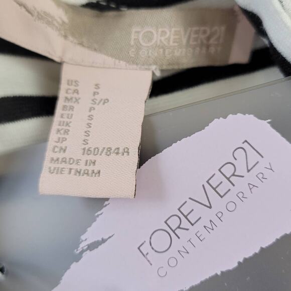 Forever21 Black Cream Striped Dress NEW Midi Stretch Bodycon Sleeveless Womens S - Picture 3 of 8